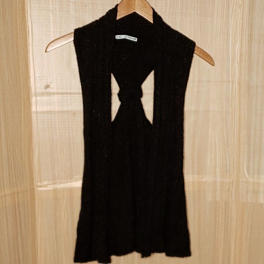 Maurices Womens Black Speckled Ribbed Open Front Sweater Vest Small